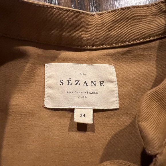 Sezane Theodora Tan Peplum Top Ribon Tie Front Size 36 - Picture 6 of 7